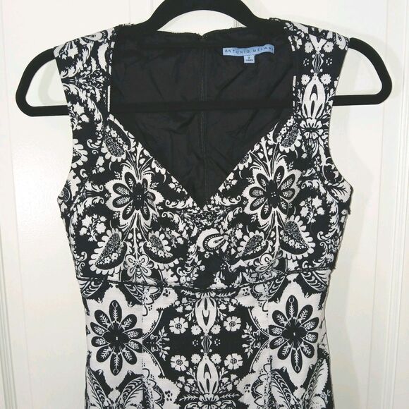 Antonio Melani Black White Damask Floral Sheath Dress Women’s Size 2 Career - Picture 3 of 14
